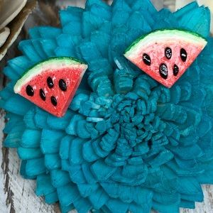 🍉 Handmade Polymer Clay Watermelon Earrings🍉